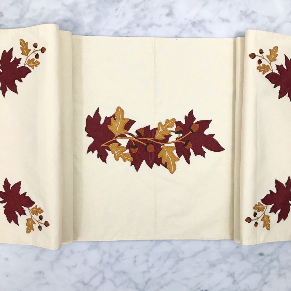 Fall Leaves Cream Table Runner - Picture 2 of 8